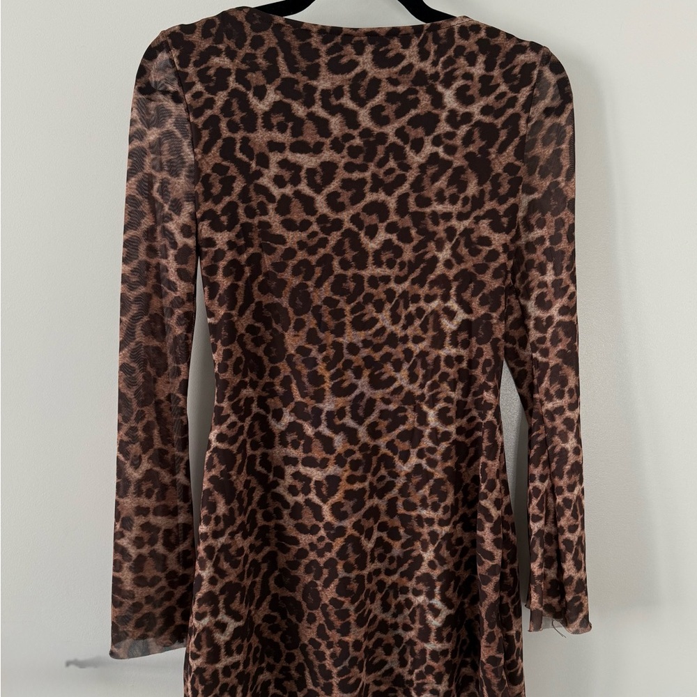 Source Unknown Brown and Black Leopard Print Backless Dress